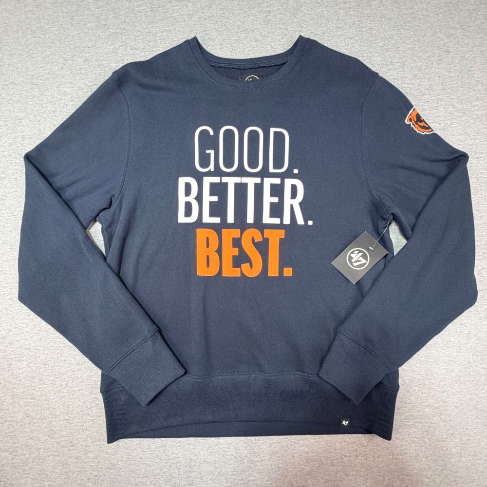 47 Brand Chicago Bears Mens Navy Blue Good Better Best Sweatshirt L NFL